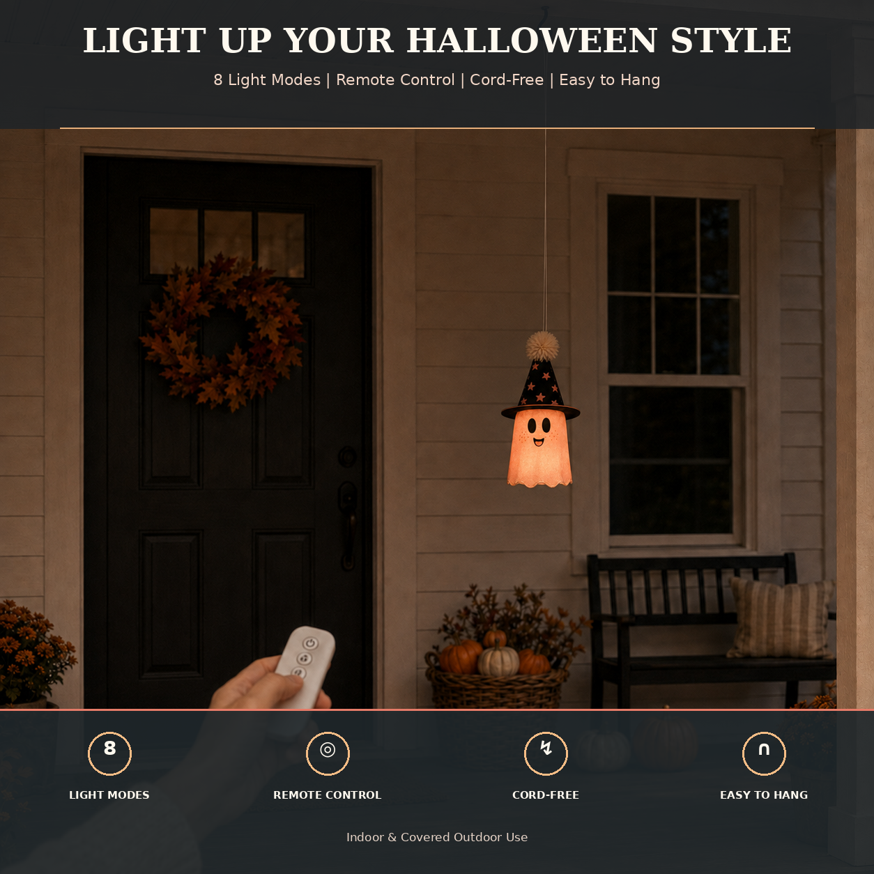 Lighted Floral Ghost Hanger