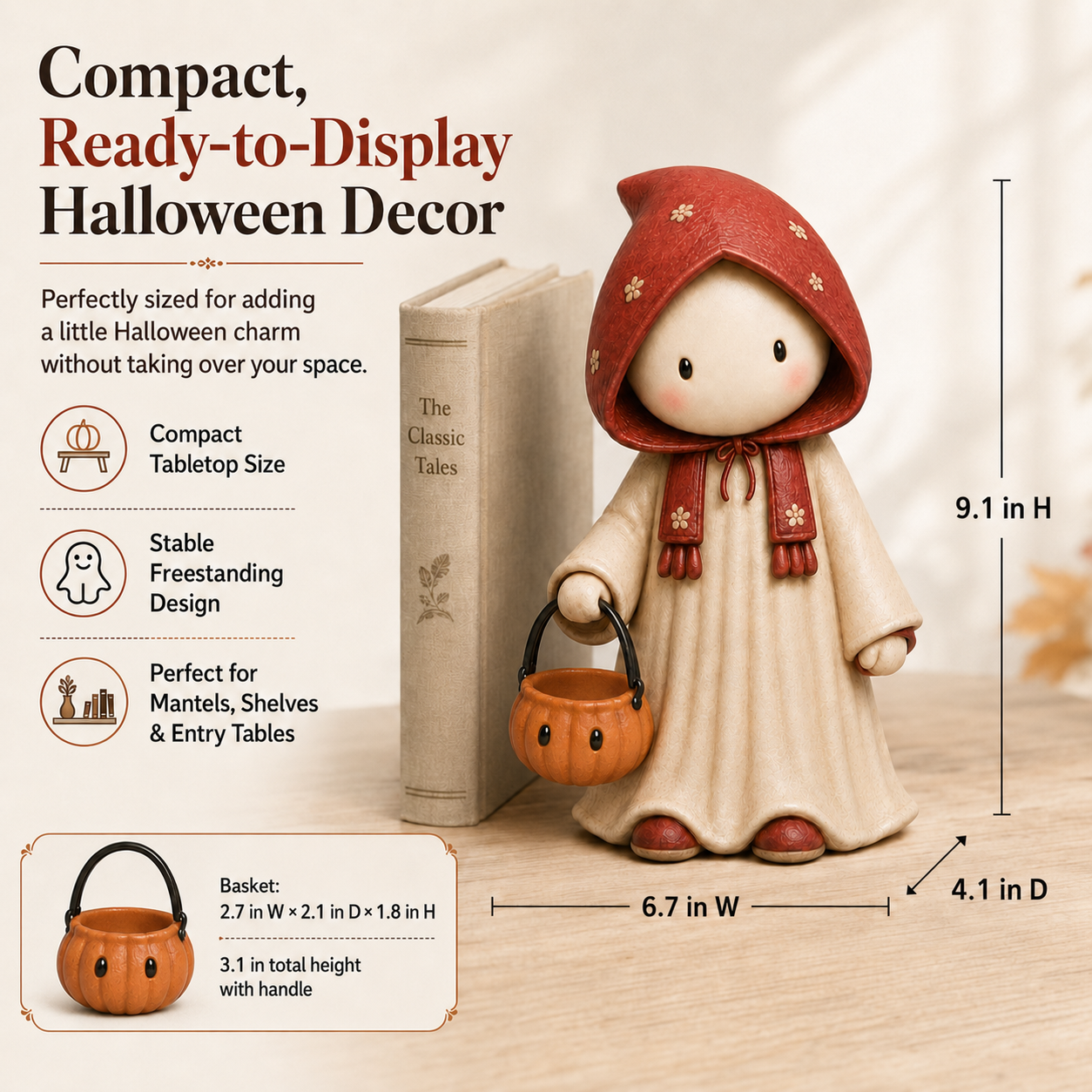 The Shy Trick-or-Treater Lighted Ghost Resin Figurine