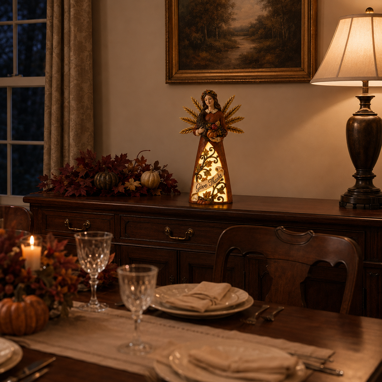 Lighted Harvest Angel Decor