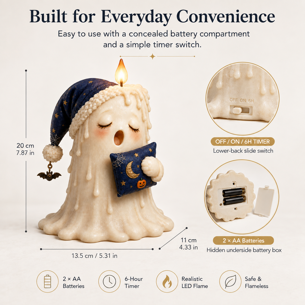 Sleepy Spell Flameless Ghost Candle Light