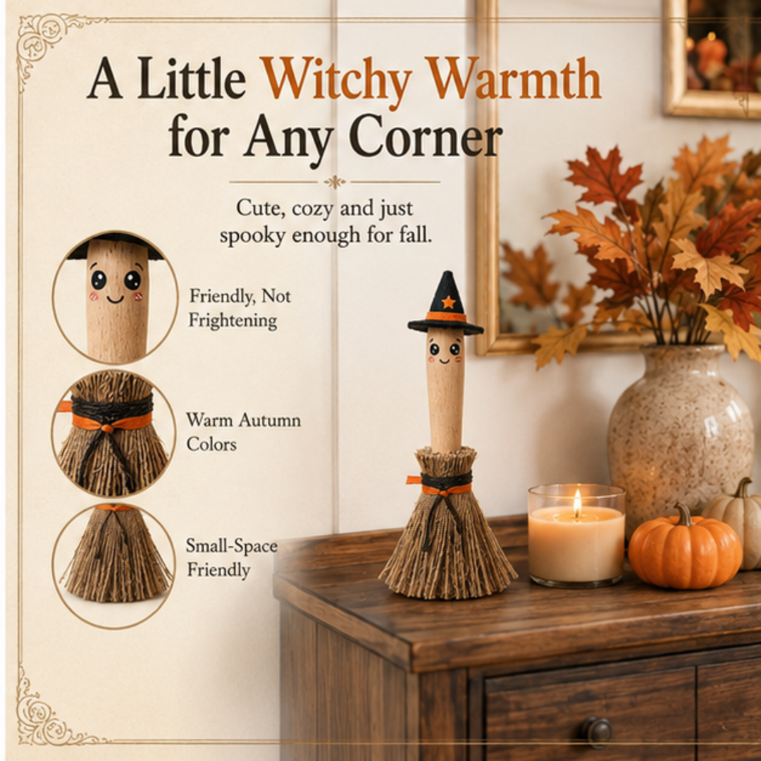 Little Witch Broom Tabletop Decor