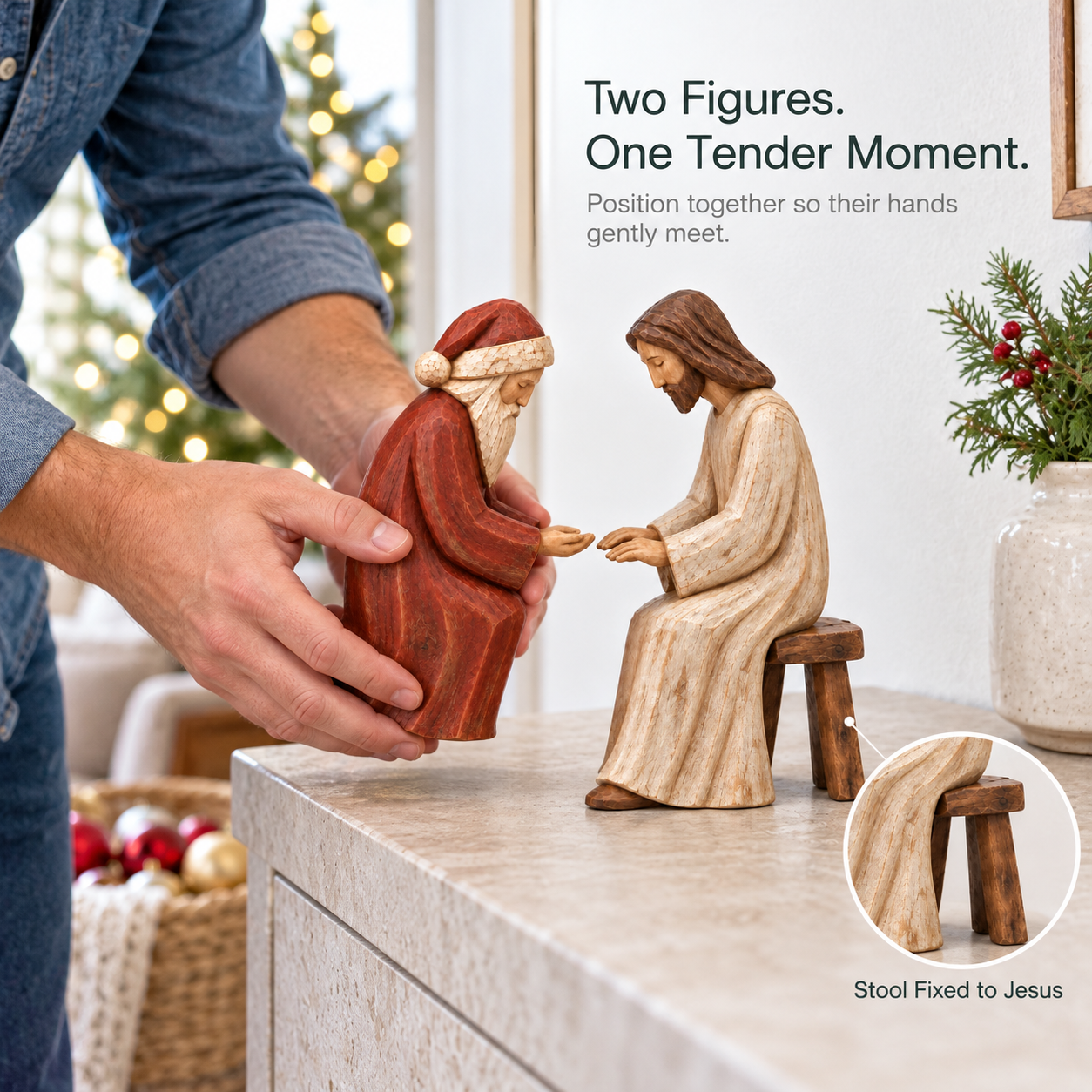 Held in Grace — Santa & Jesus Figurine Set