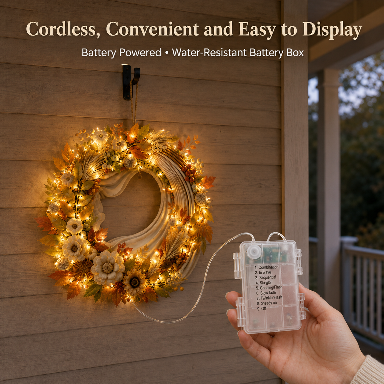 Lighted Pumpkin Harvest Wreath