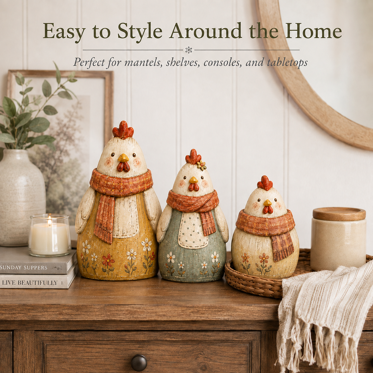 3-Piece Harvest Hen Figurine Set