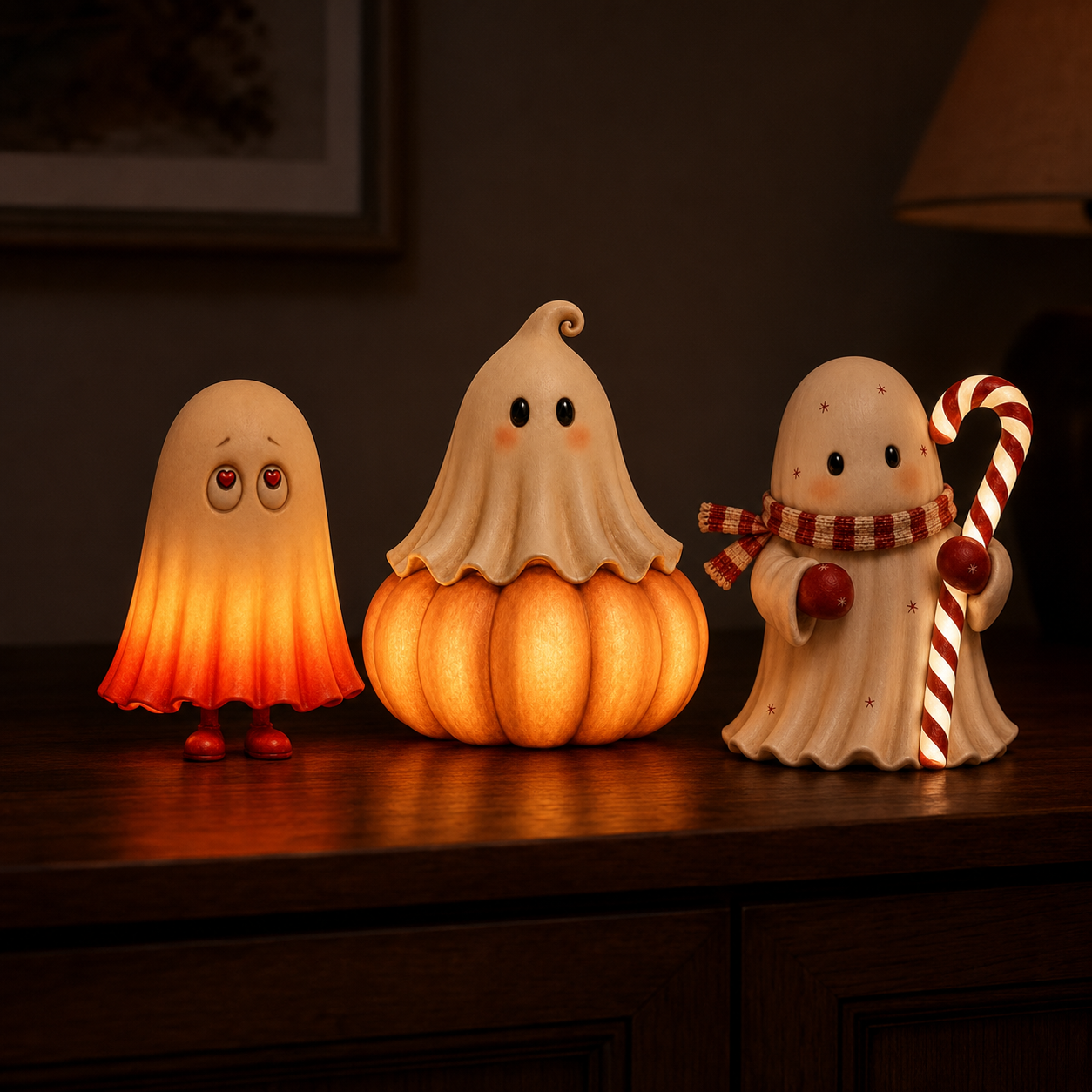 Lighted Seasonal Ghost Figurines