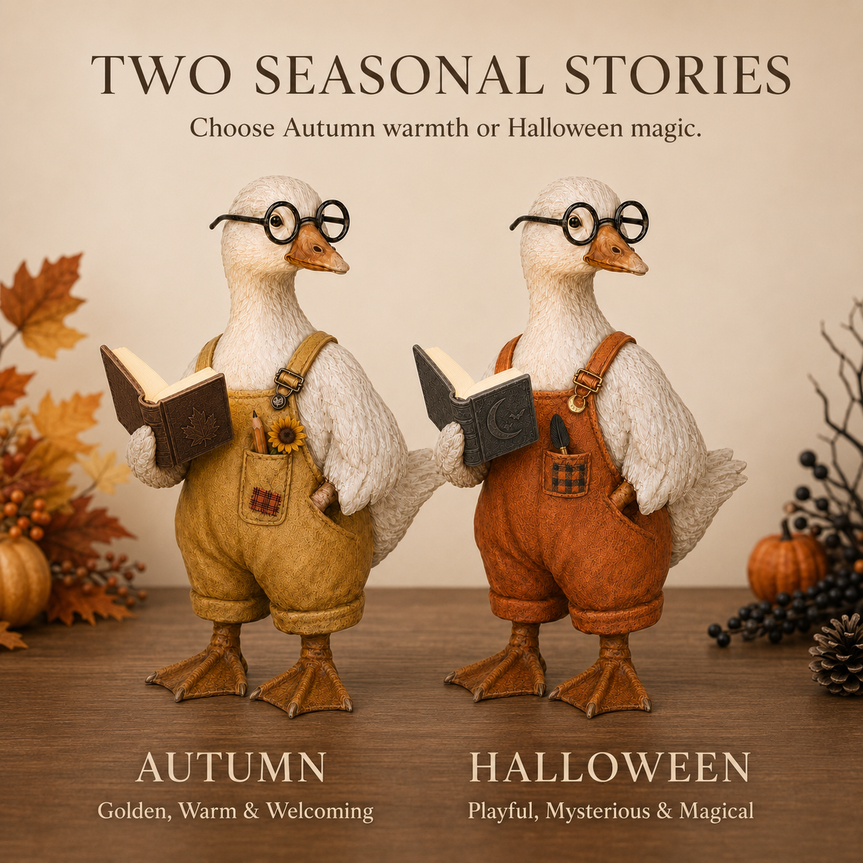 Lighted Reading Goose Decor