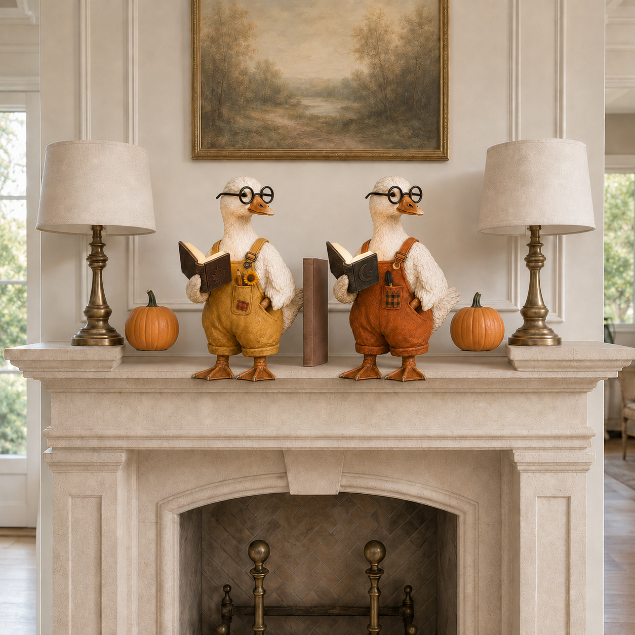 Lighted Reading Goose Decor