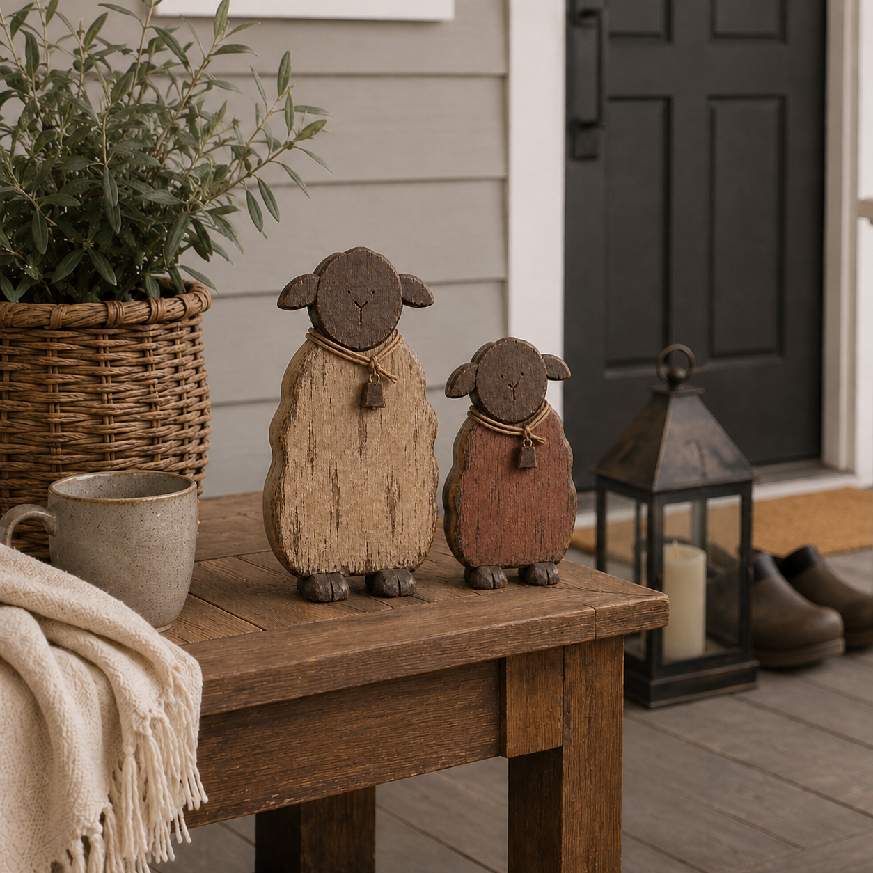 2Pcs Quiet Meadow Rustic Sheep Pair
