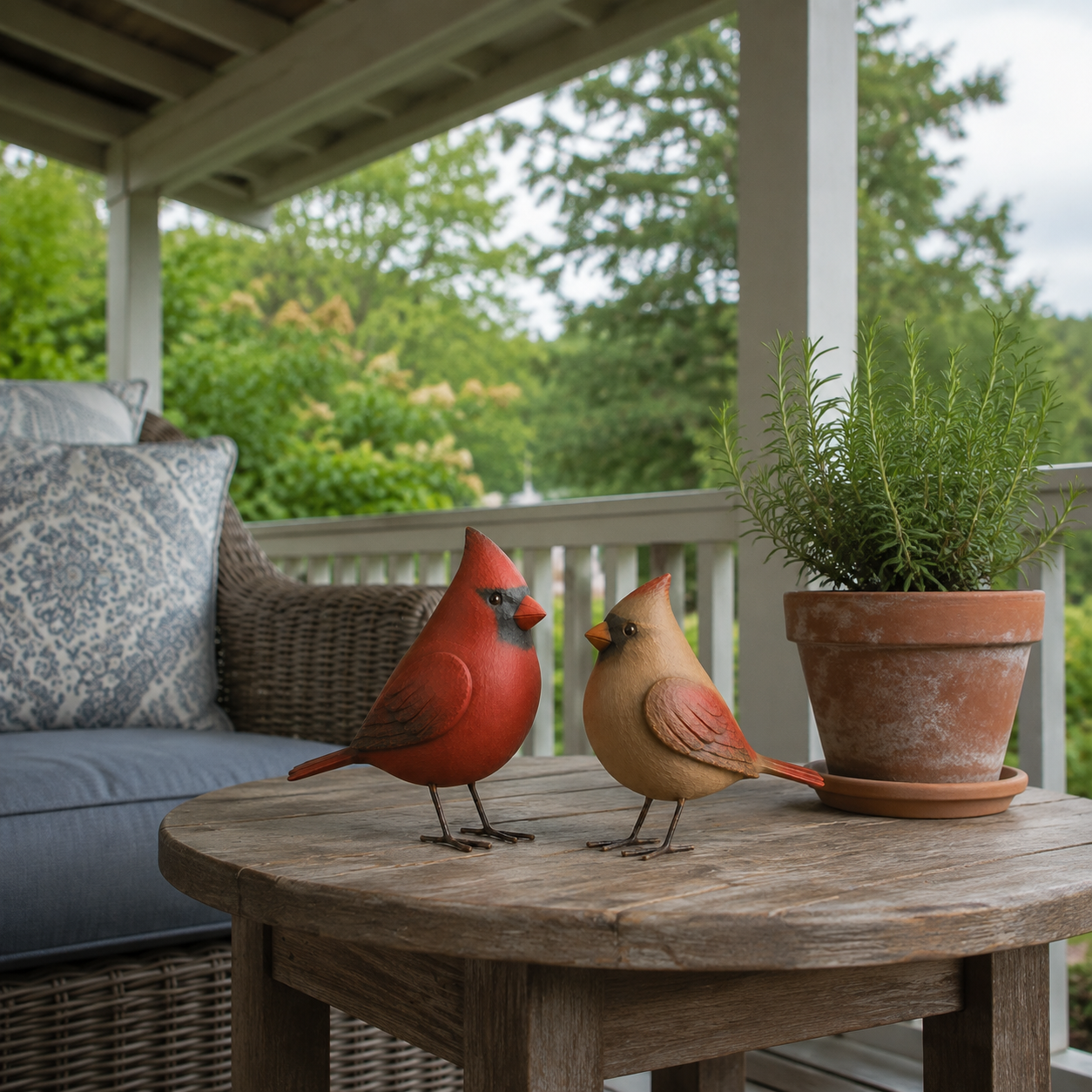 2Pcs Cardinal Companion Figurines