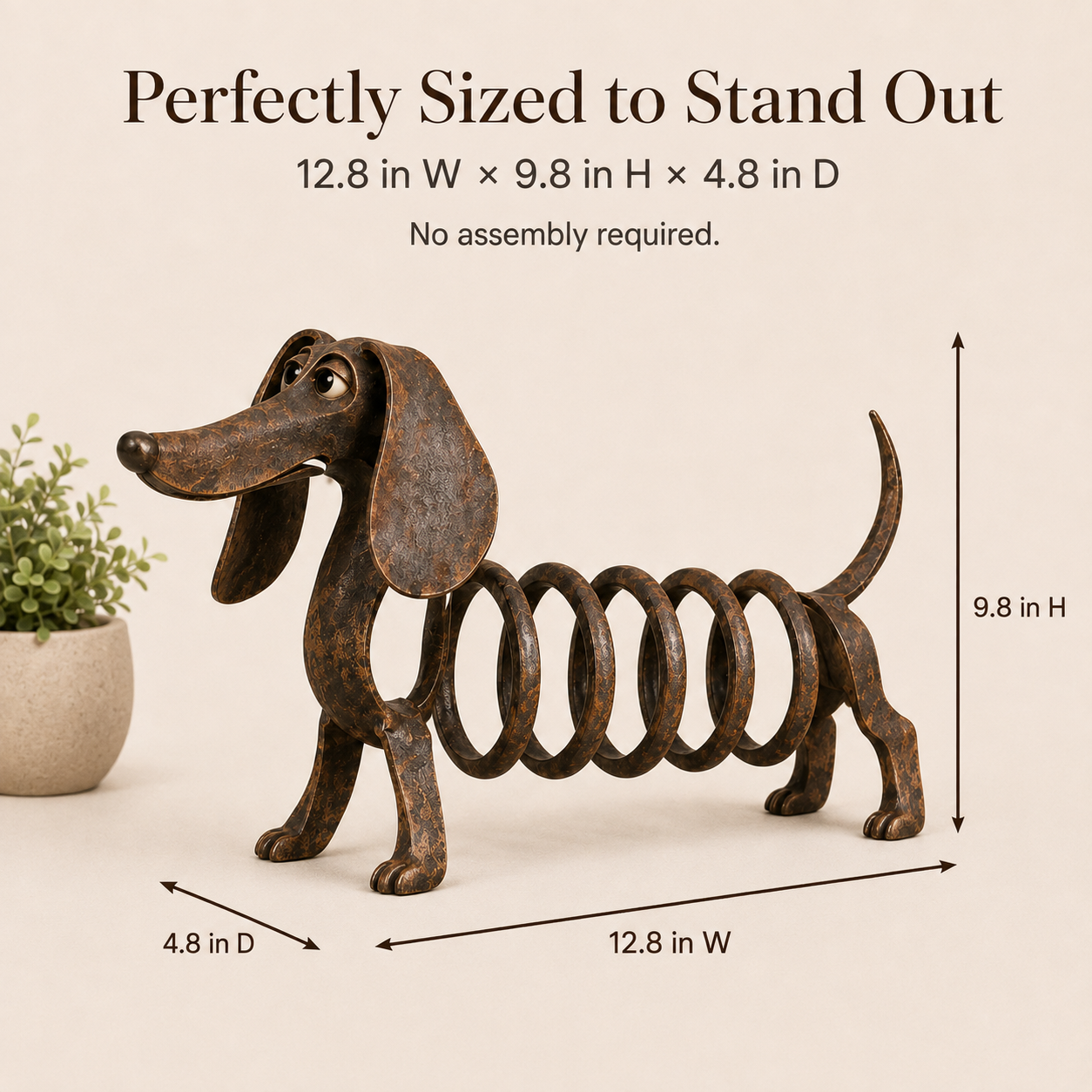 Rustic Spring Dachshund Garden Sculpture