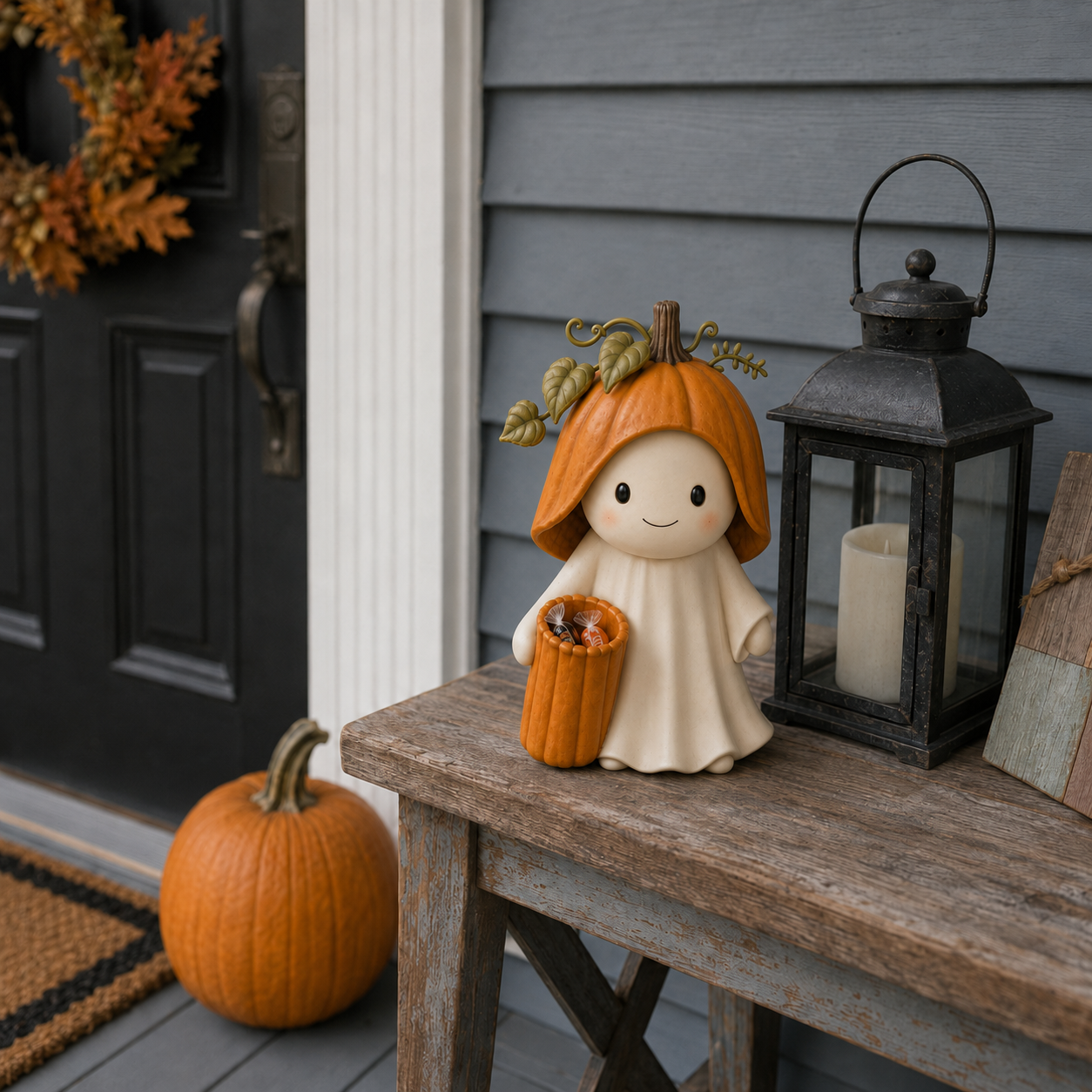 Pumpkin Hood Ghost Figurine