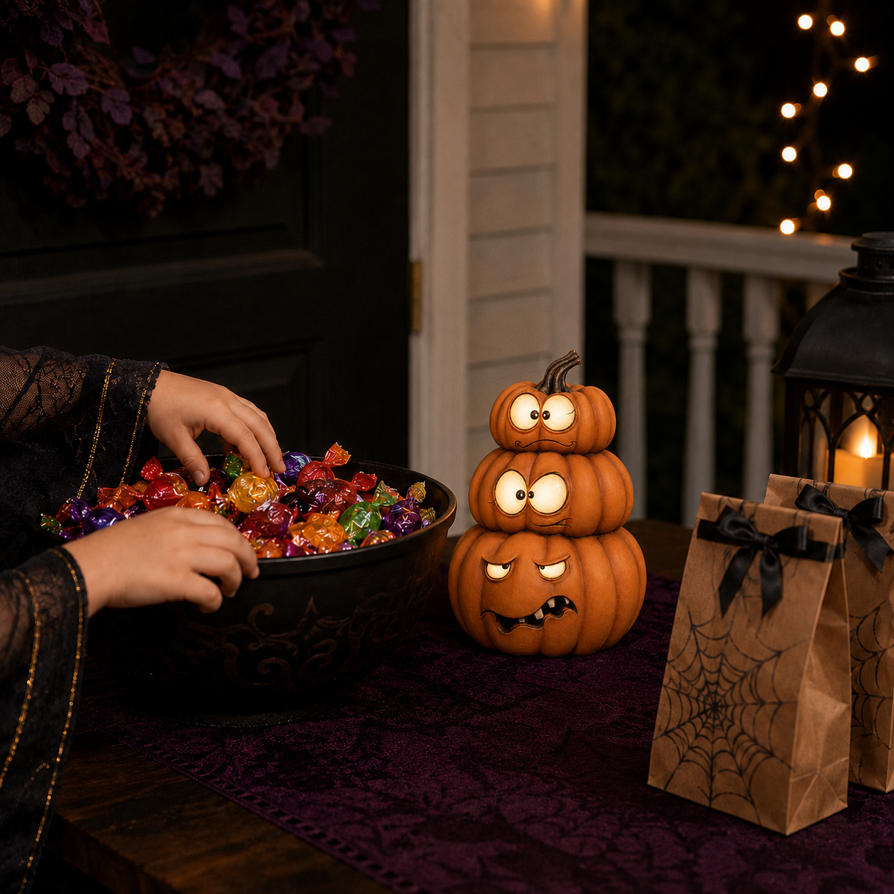 Lighted Stacked Pumpkin Decor