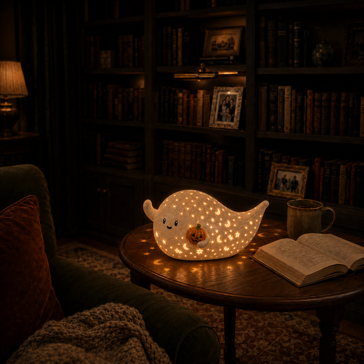 Lighted Pumpkin Ghost Decor