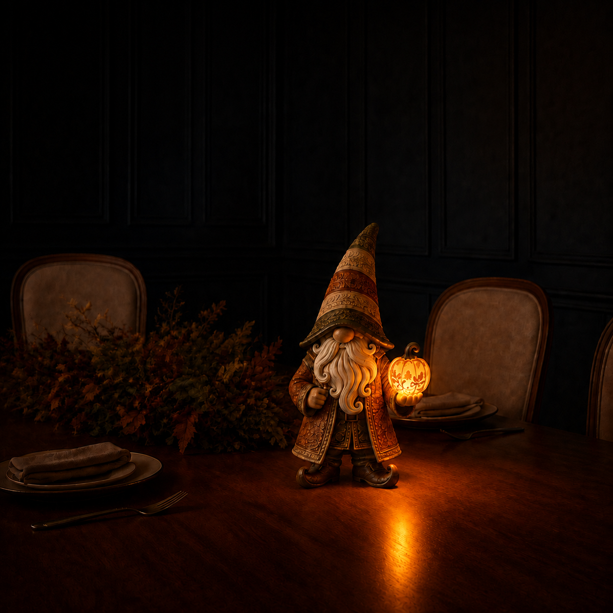 Lighted Autumn Gnome Figurine