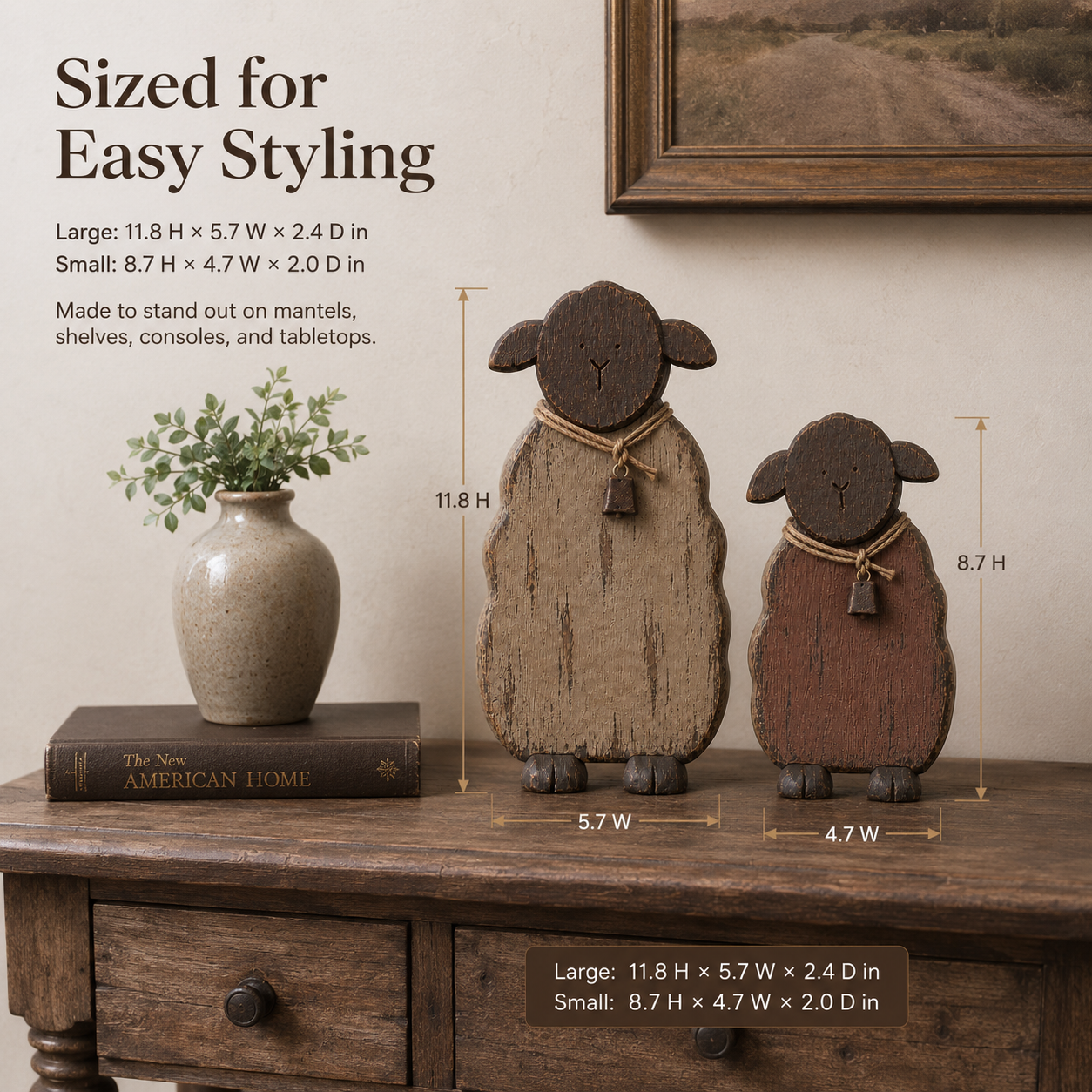 2Pcs Quiet Meadow Rustic Sheep Pair