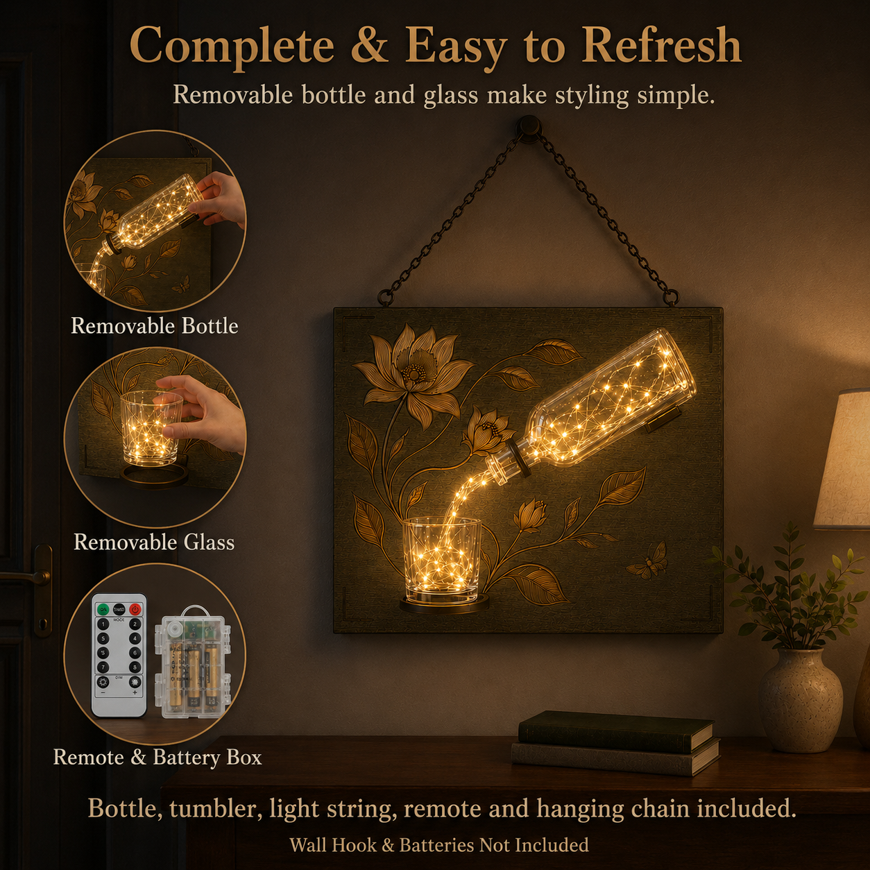 Botanical Pour Lighted Wall Decor