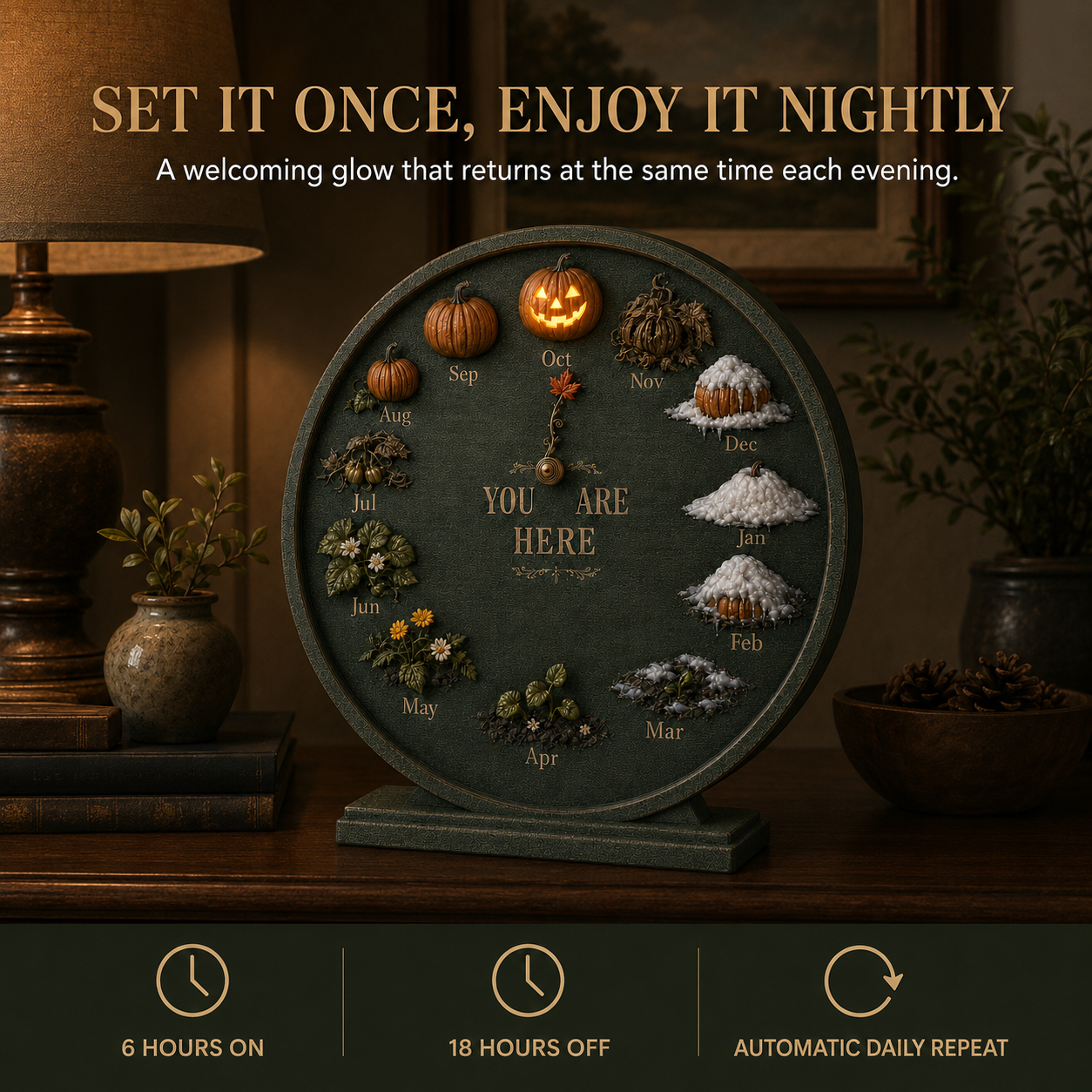 Lighted Pumpkin Seasonal Calendar Decor