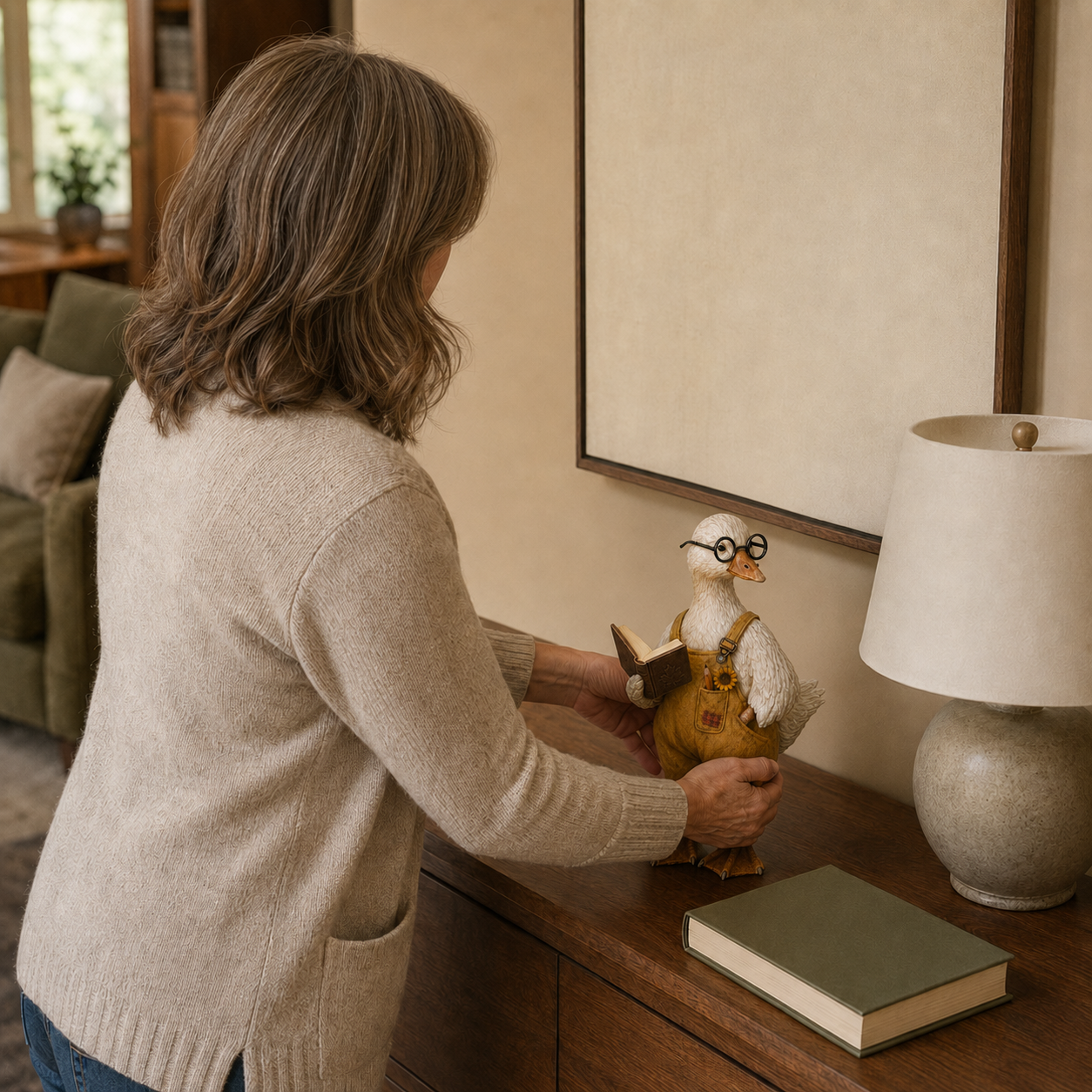 Lighted Reading Goose Decor