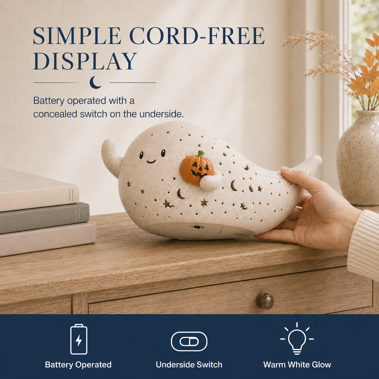 Lighted Pumpkin Ghost Decor