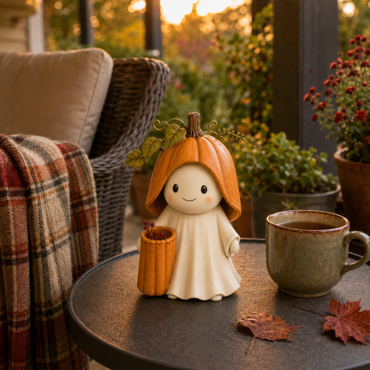Pumpkin Hood Ghost Figurine