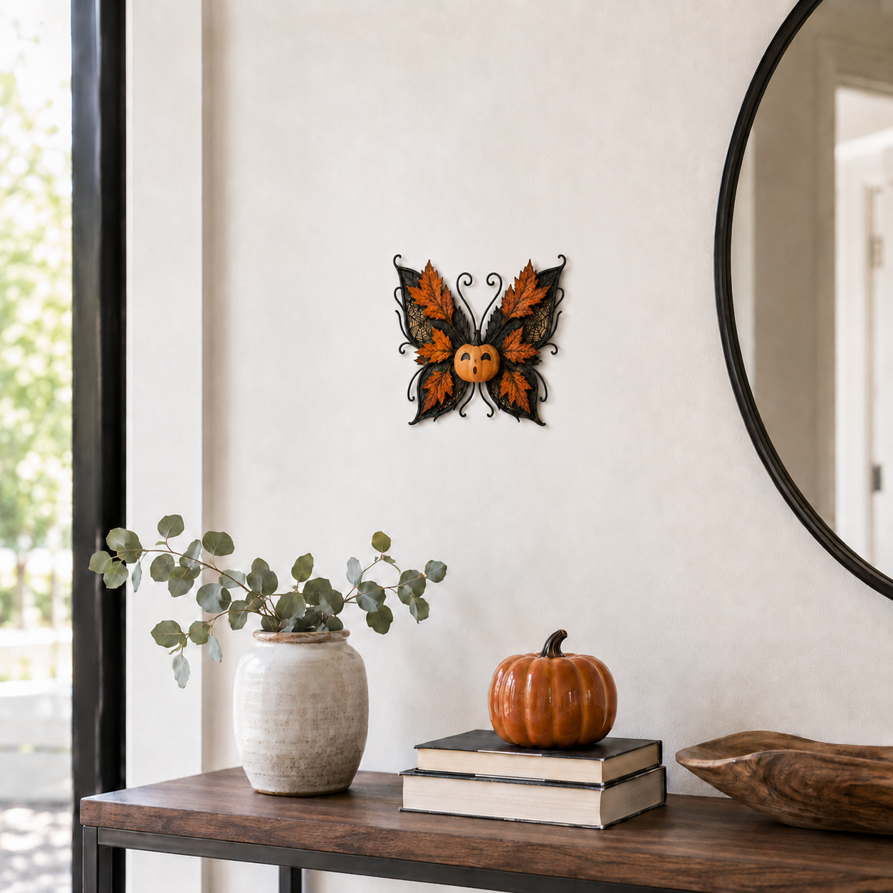 Lighted Pumpkin Butterfly Halloween Wall Decor