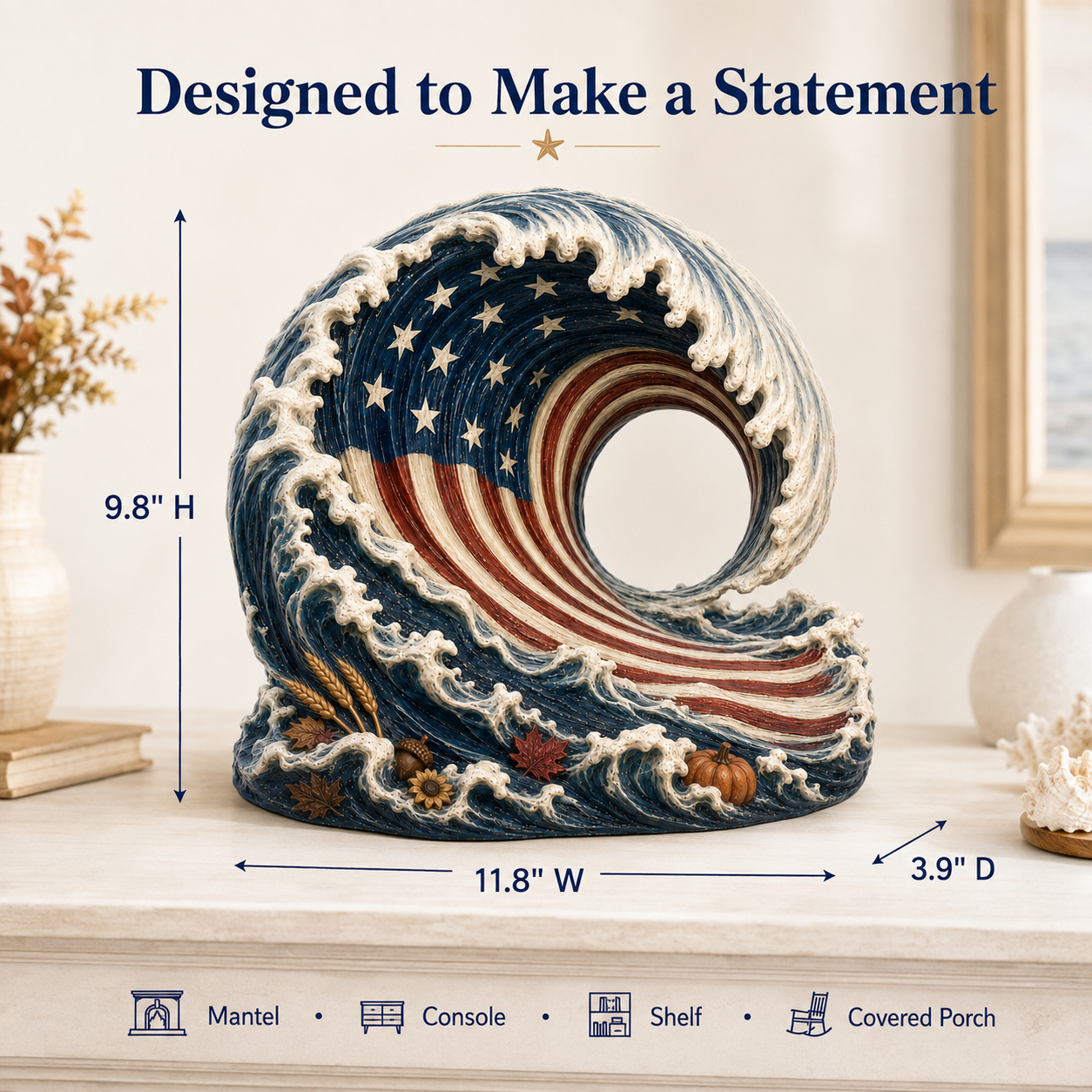 Lighted Patriotic Harvest Wave Decor