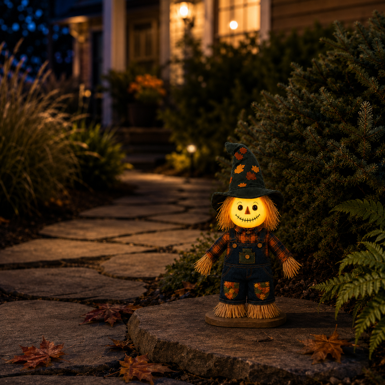 Lighted Pumpkin Witch Scarecrow Decor