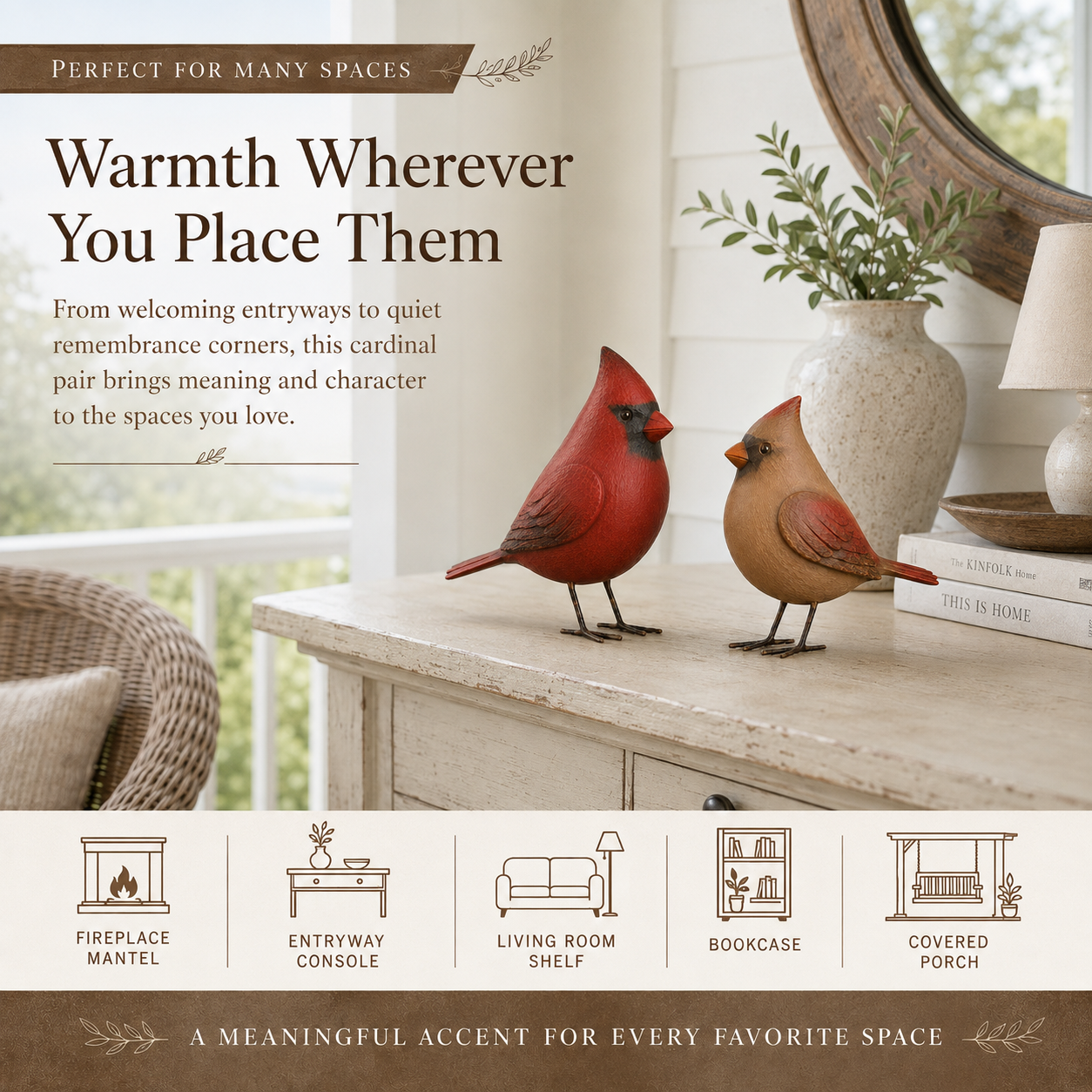 2Pcs Cardinal Companion Figurines
