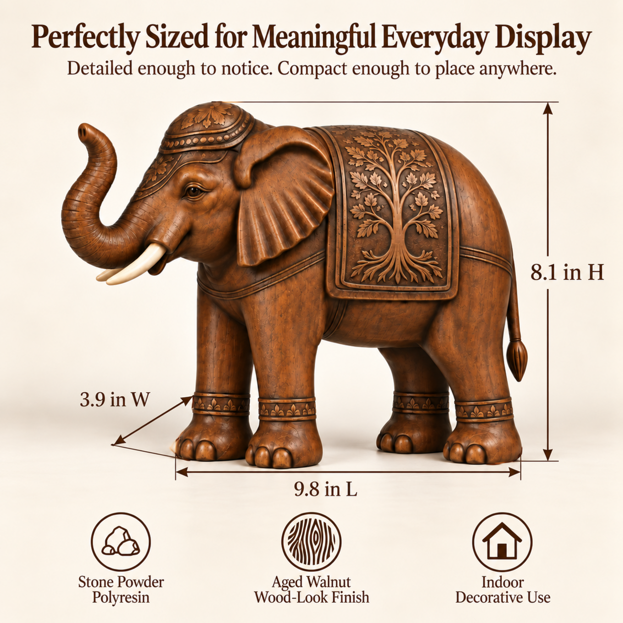 Raised Trunk Tree of Life Elephant Figurine