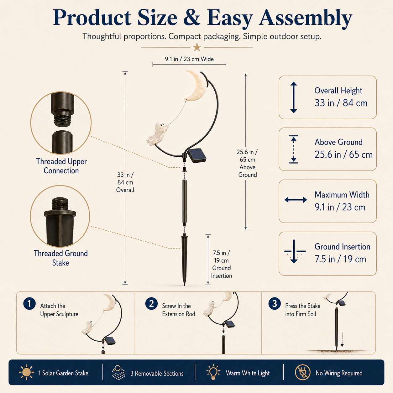 Moonbound Ghost Solar Garden Stake Light