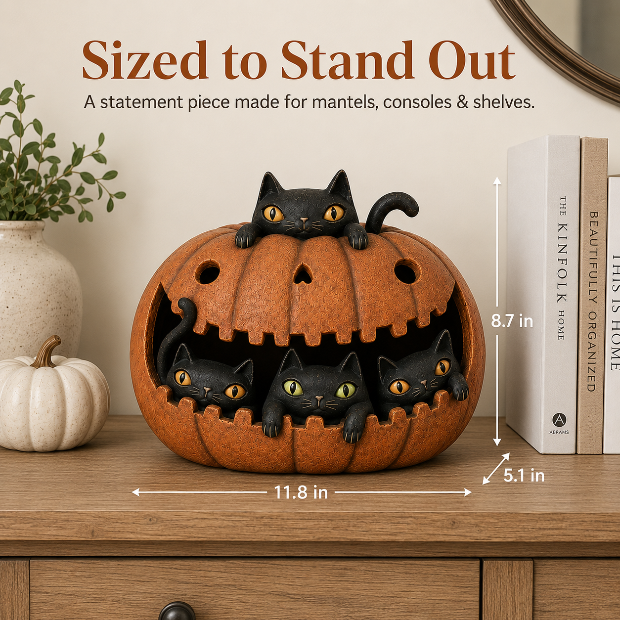 Lighted Black Cat Pumpkin