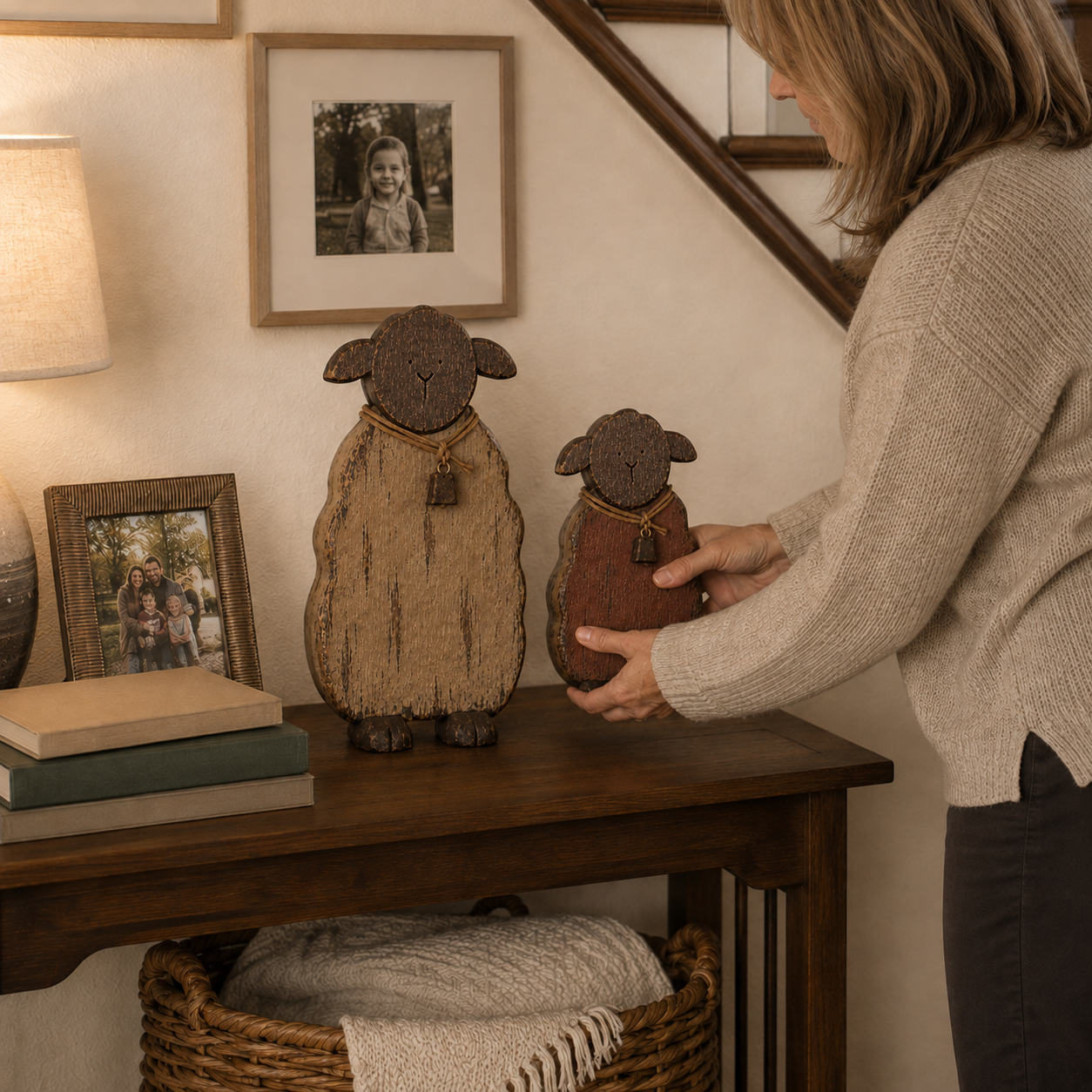 2Pcs Quiet Meadow Rustic Sheep Pair
