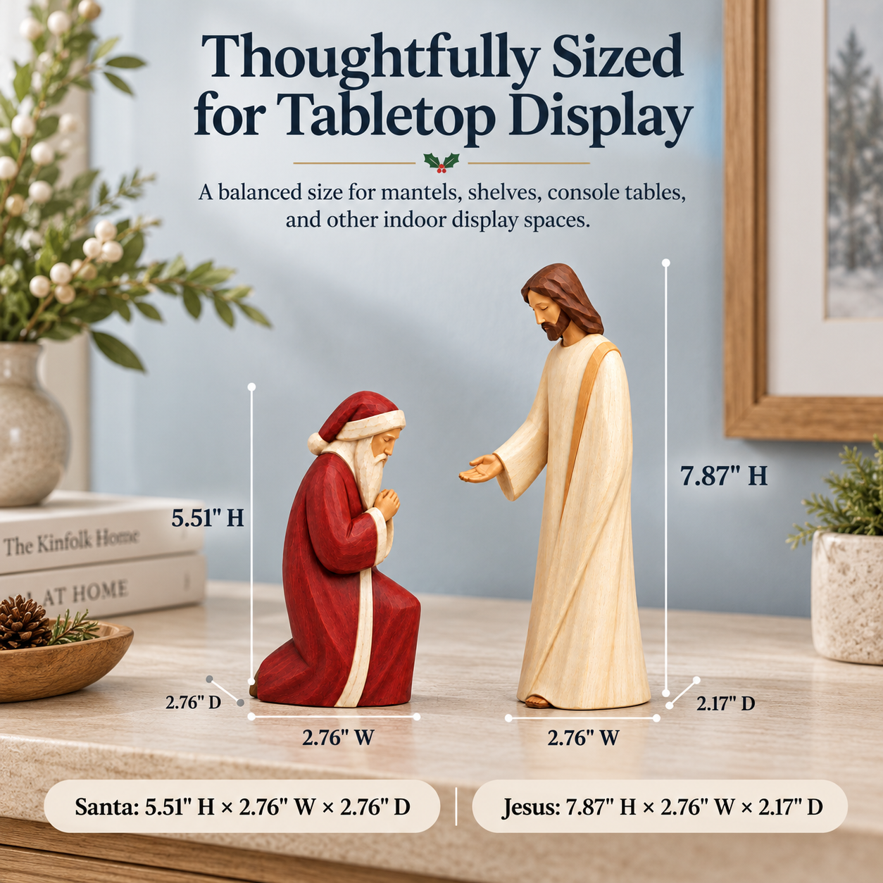 Santa Kneels Before Jesus Christmas Figurine Set