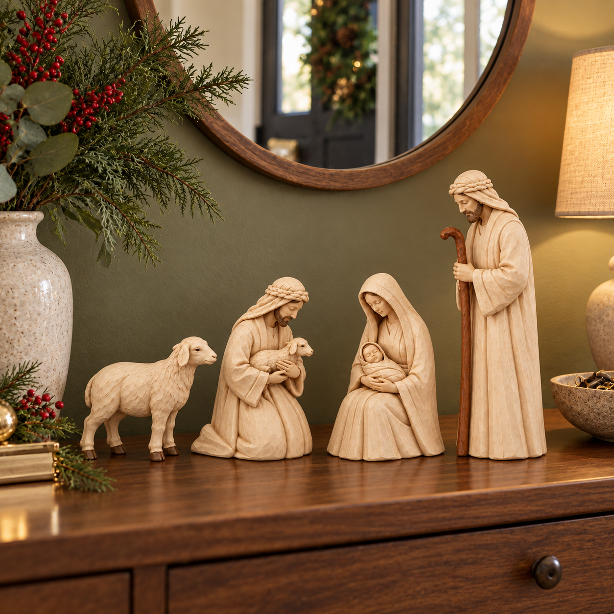 The Shepherd’s Visit Nativity Figurine Set