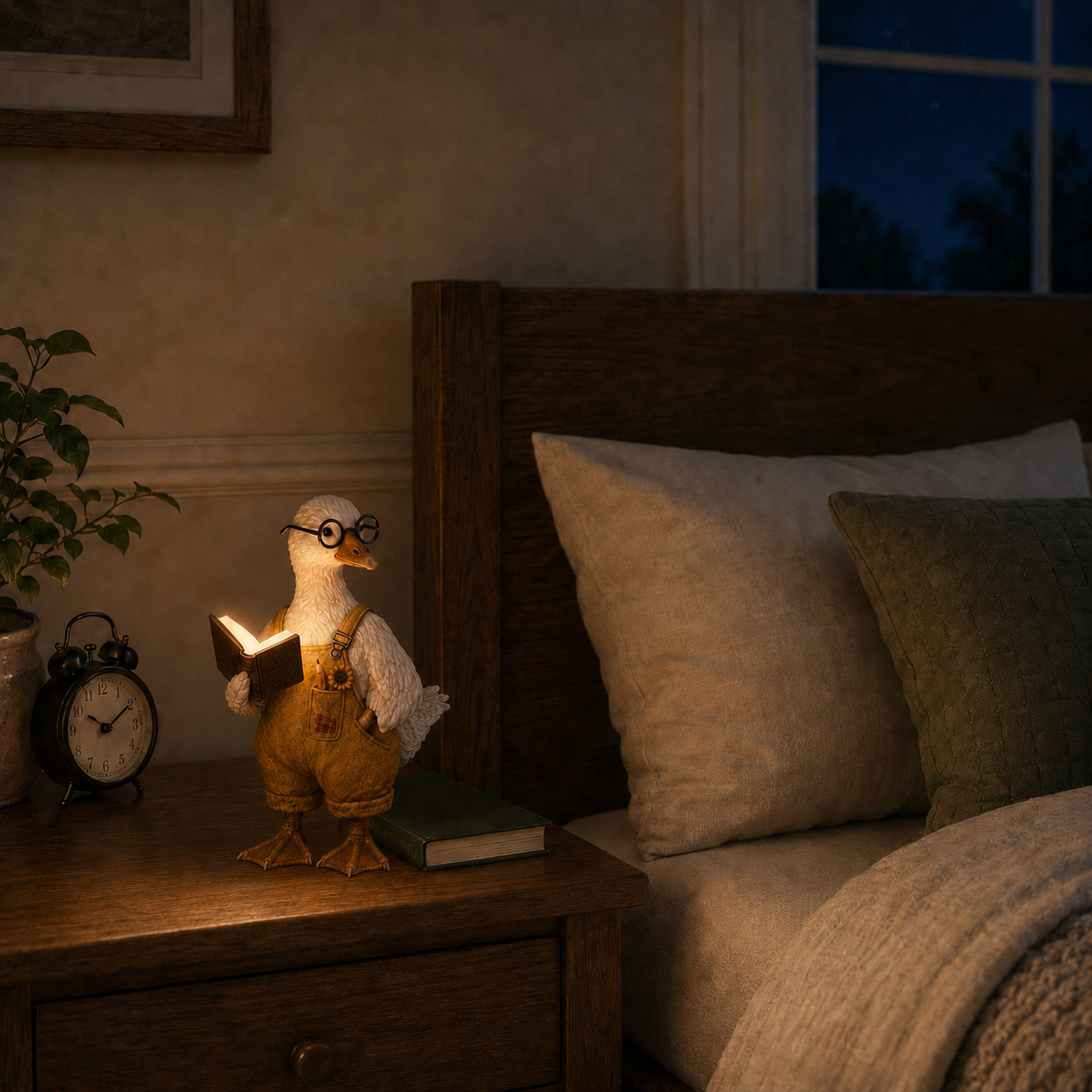 Lighted Reading Goose Decor