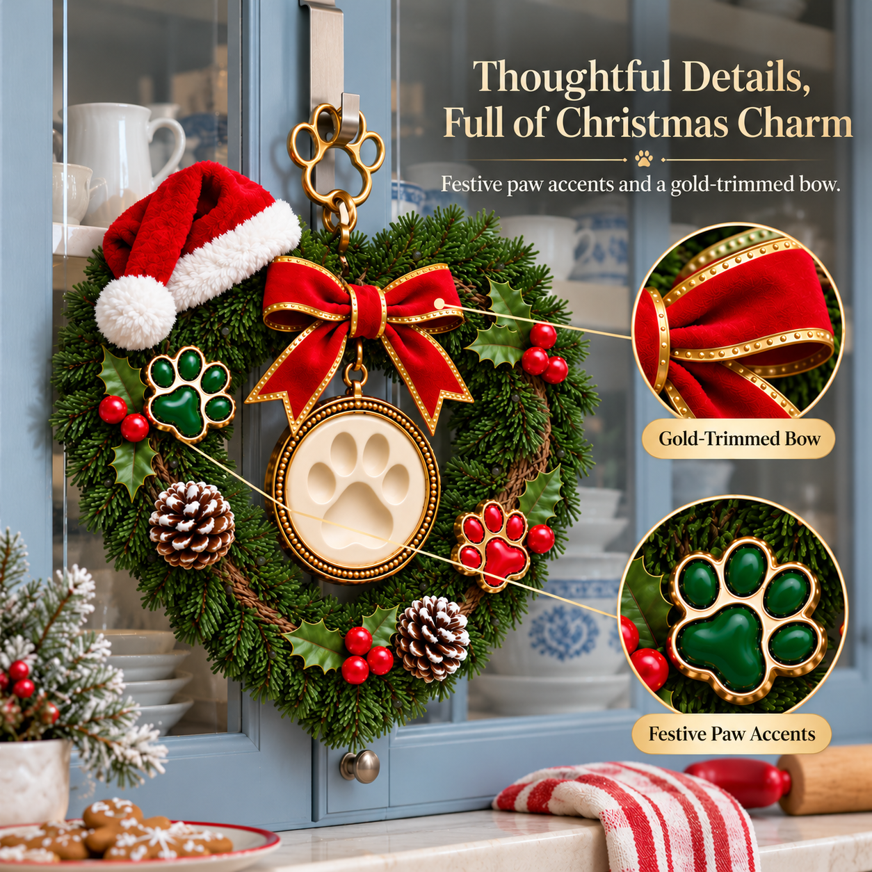  Forever Loved Lighted Pet Memorial Christmas Wreath with Remote    