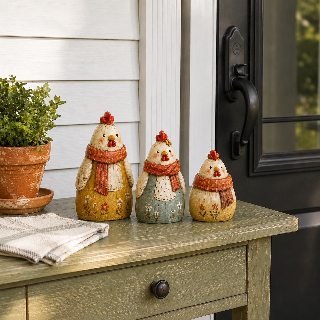 3-Piece Harvest Hen Figurine Set