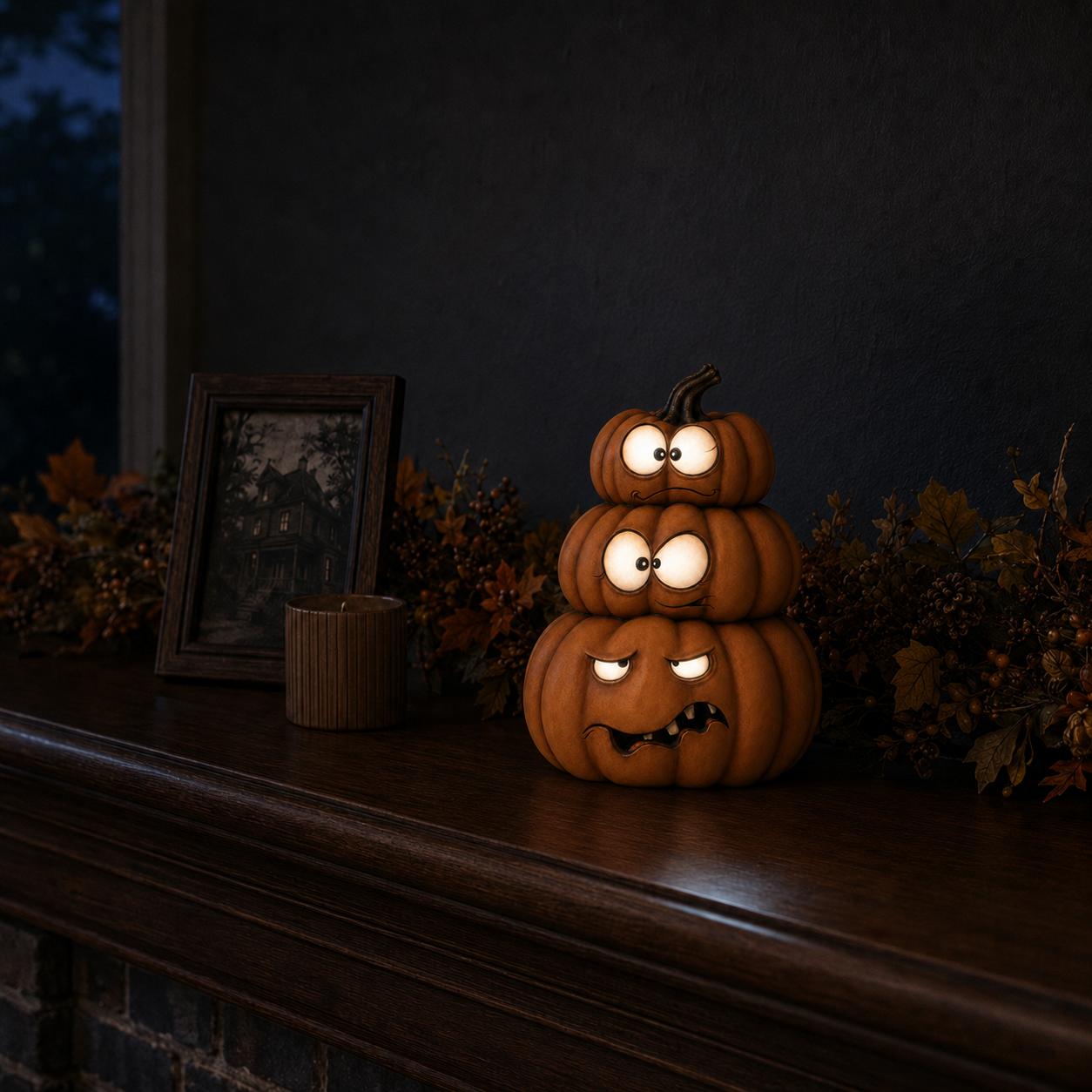 Lighted Stacked Pumpkin Decor