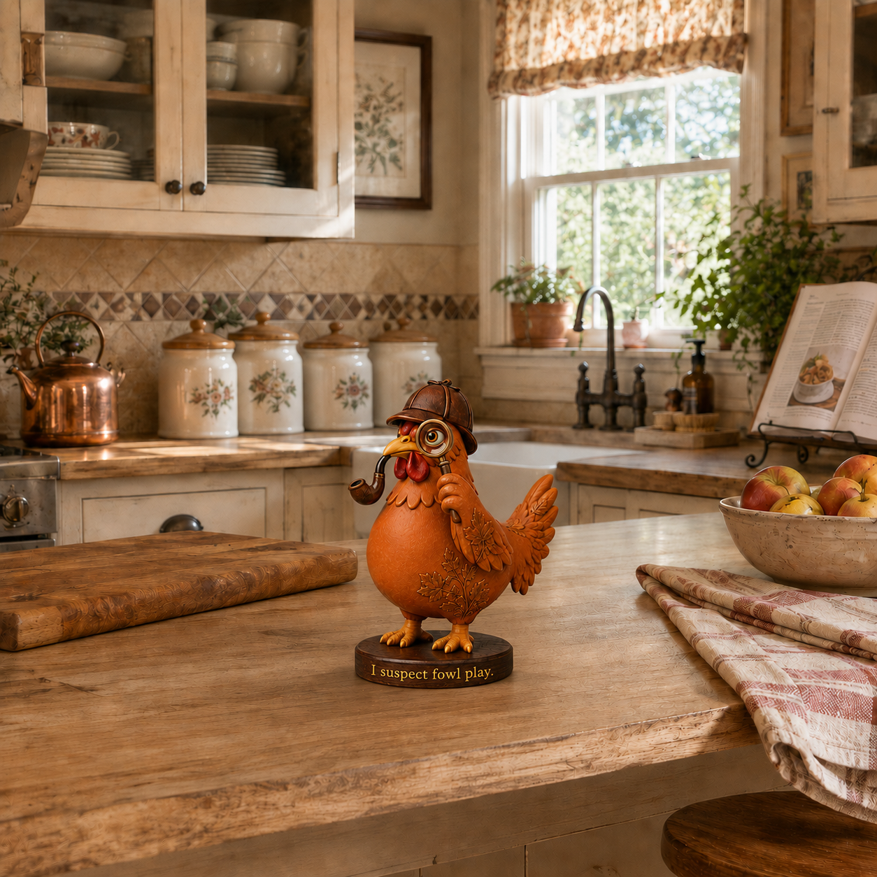Detective Chicken Figurine – Fall & Halloween Tabletop Décor