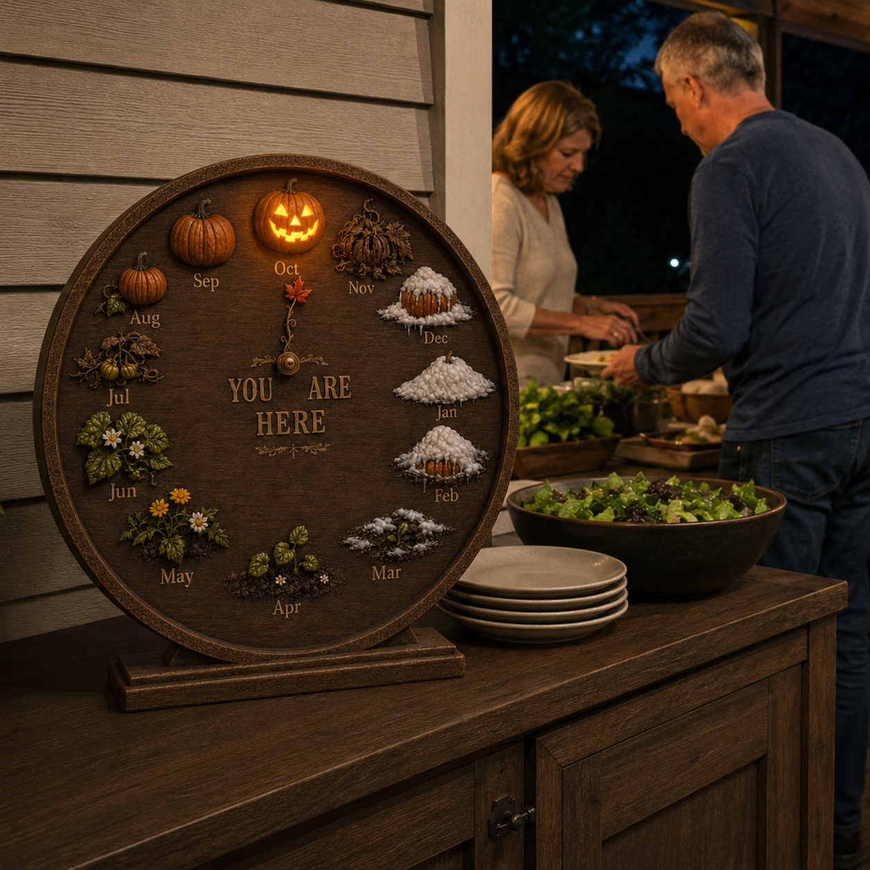 Lighted Pumpkin Seasonal Calendar Decor