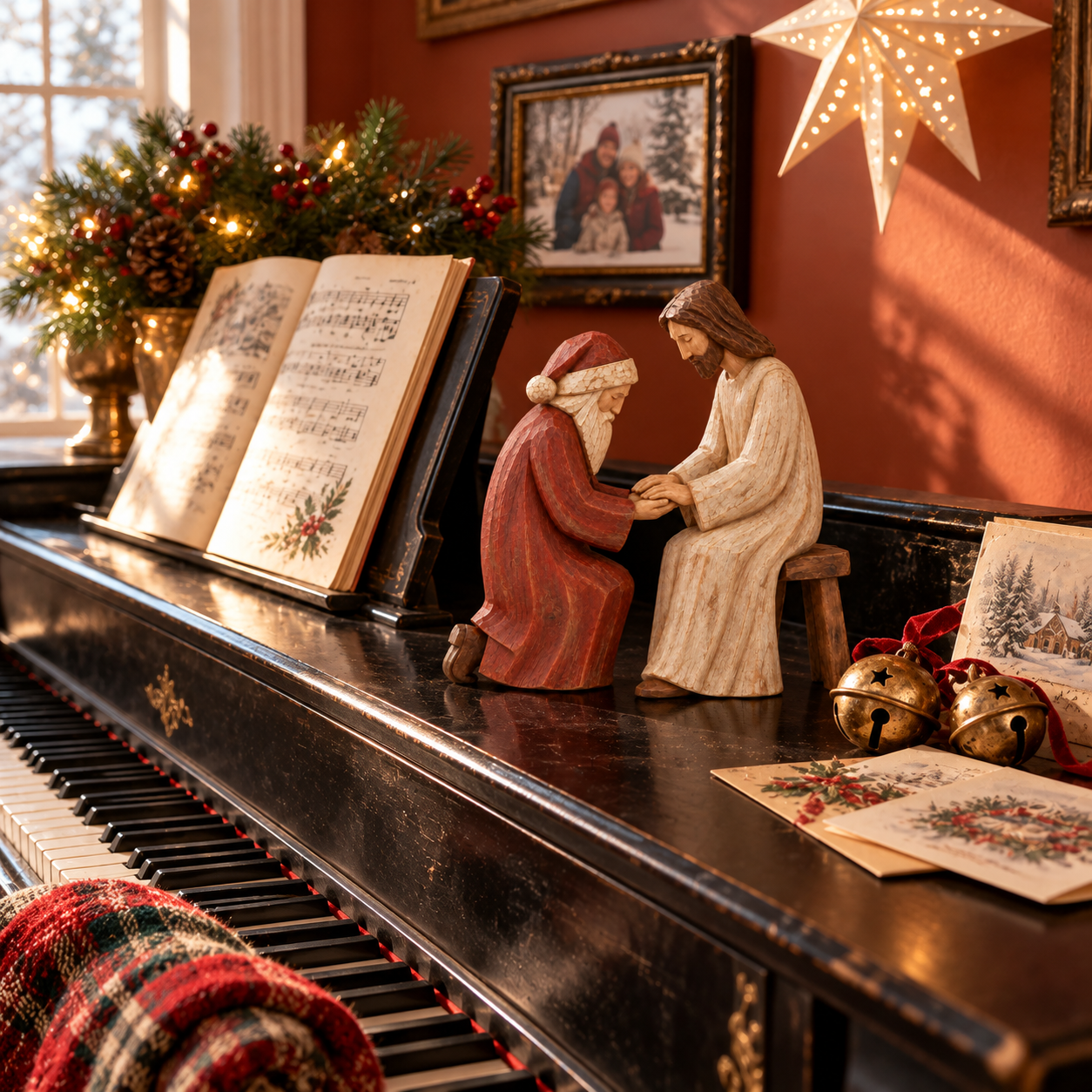 Held in Grace — Santa & Jesus Figurine Set