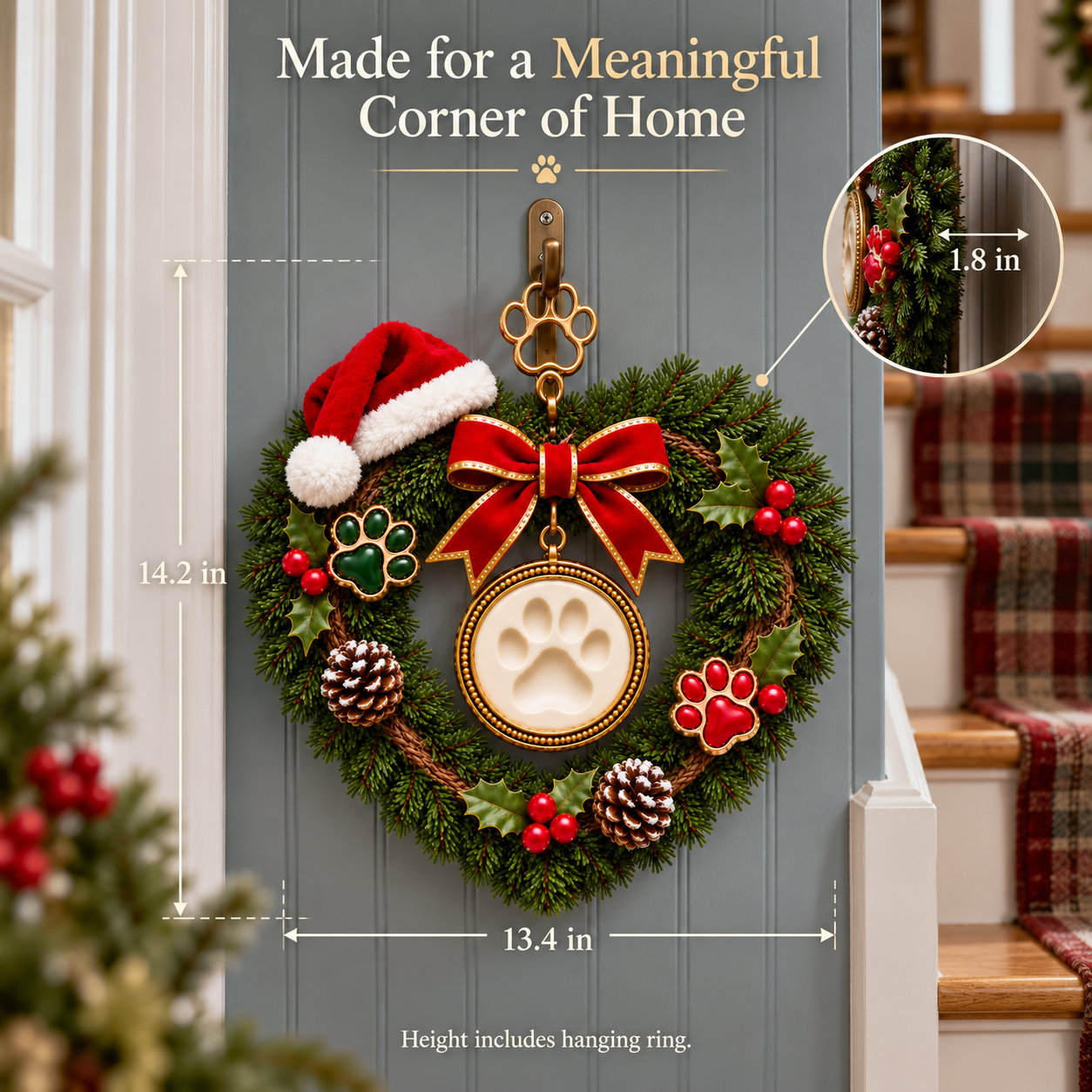  Forever Loved Lighted Pet Memorial Christmas Wreath with Remote    