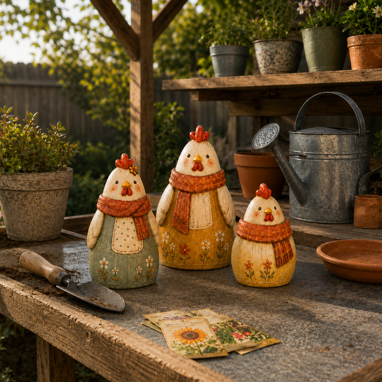3-Piece Harvest Hen Figurine Set