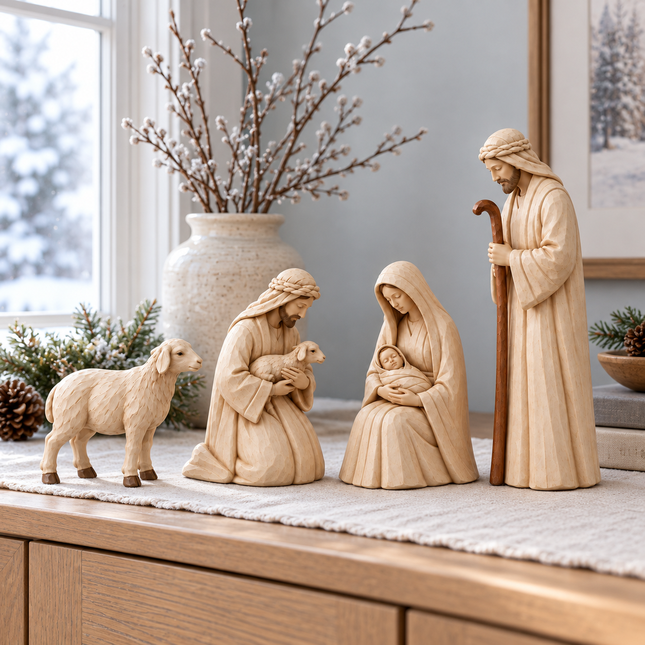 The Shepherd’s Visit Nativity Figurine Set