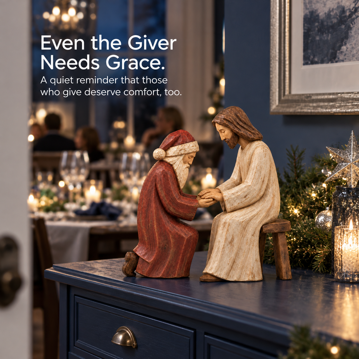 Held in Grace — Santa & Jesus Figurine Set