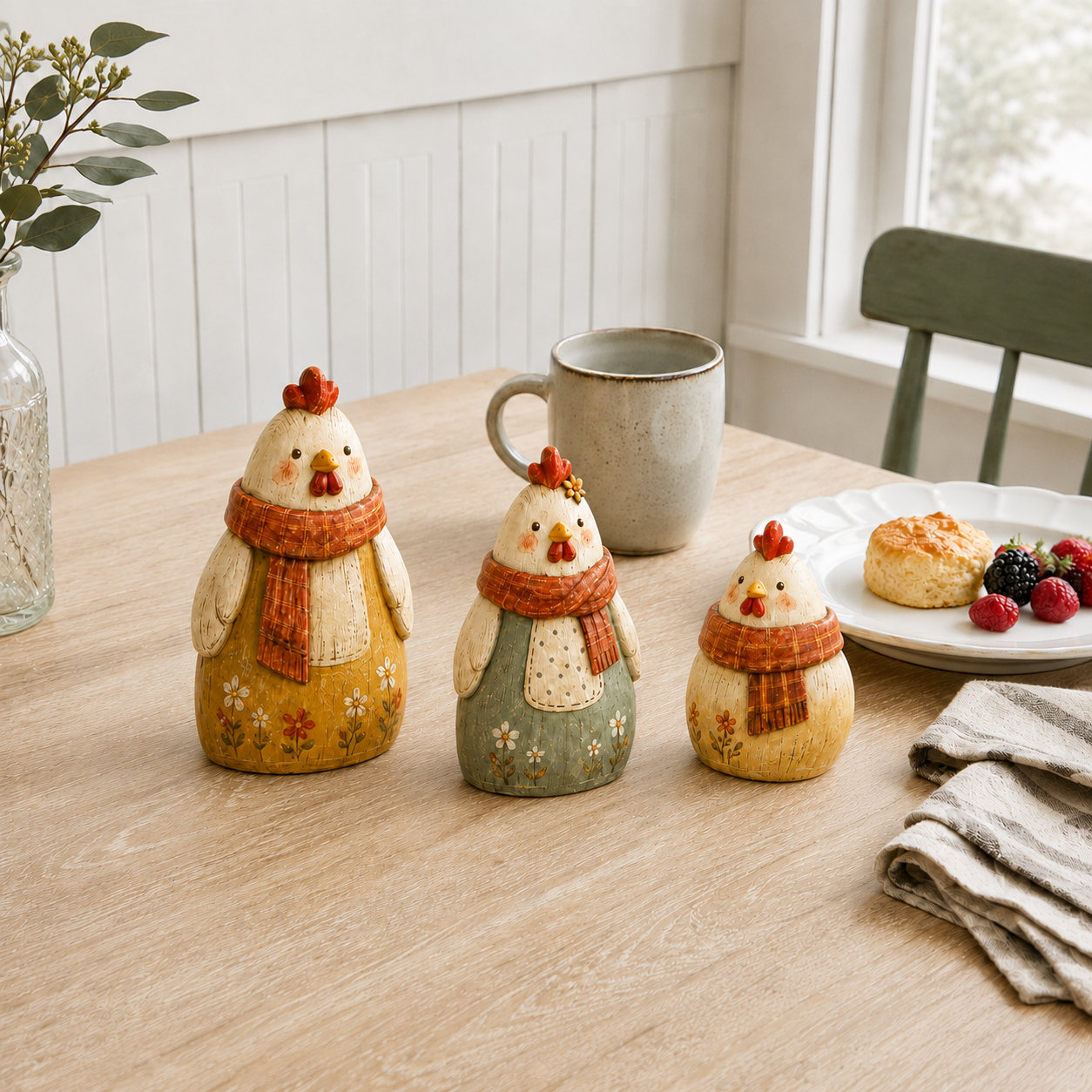 3-Piece Harvest Hen Figurine Set