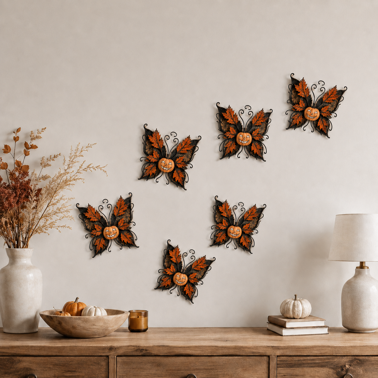 Lighted Pumpkin Butterfly Halloween Wall Decor