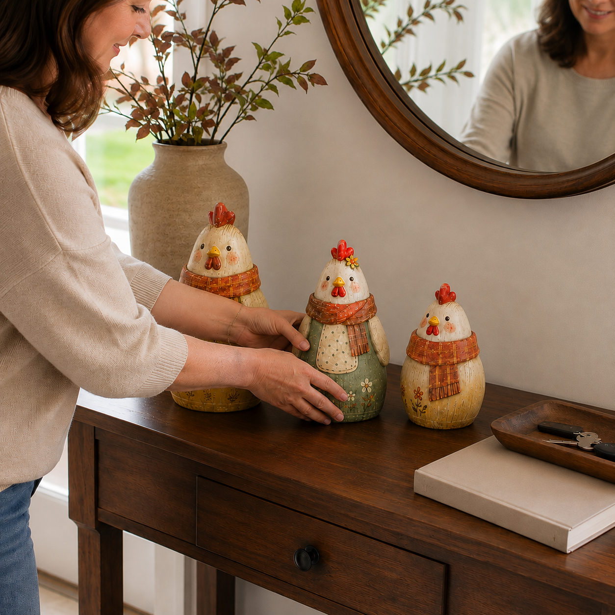 3-Piece Harvest Hen Figurine Set