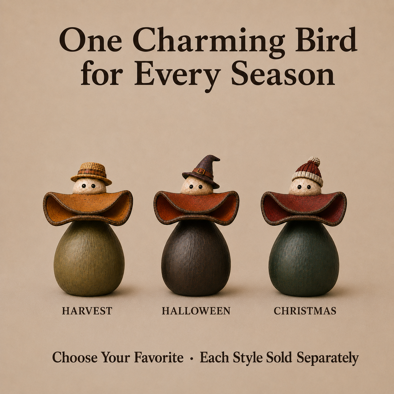 Whimsical Big-Mouth Seasonal Bird Figurine