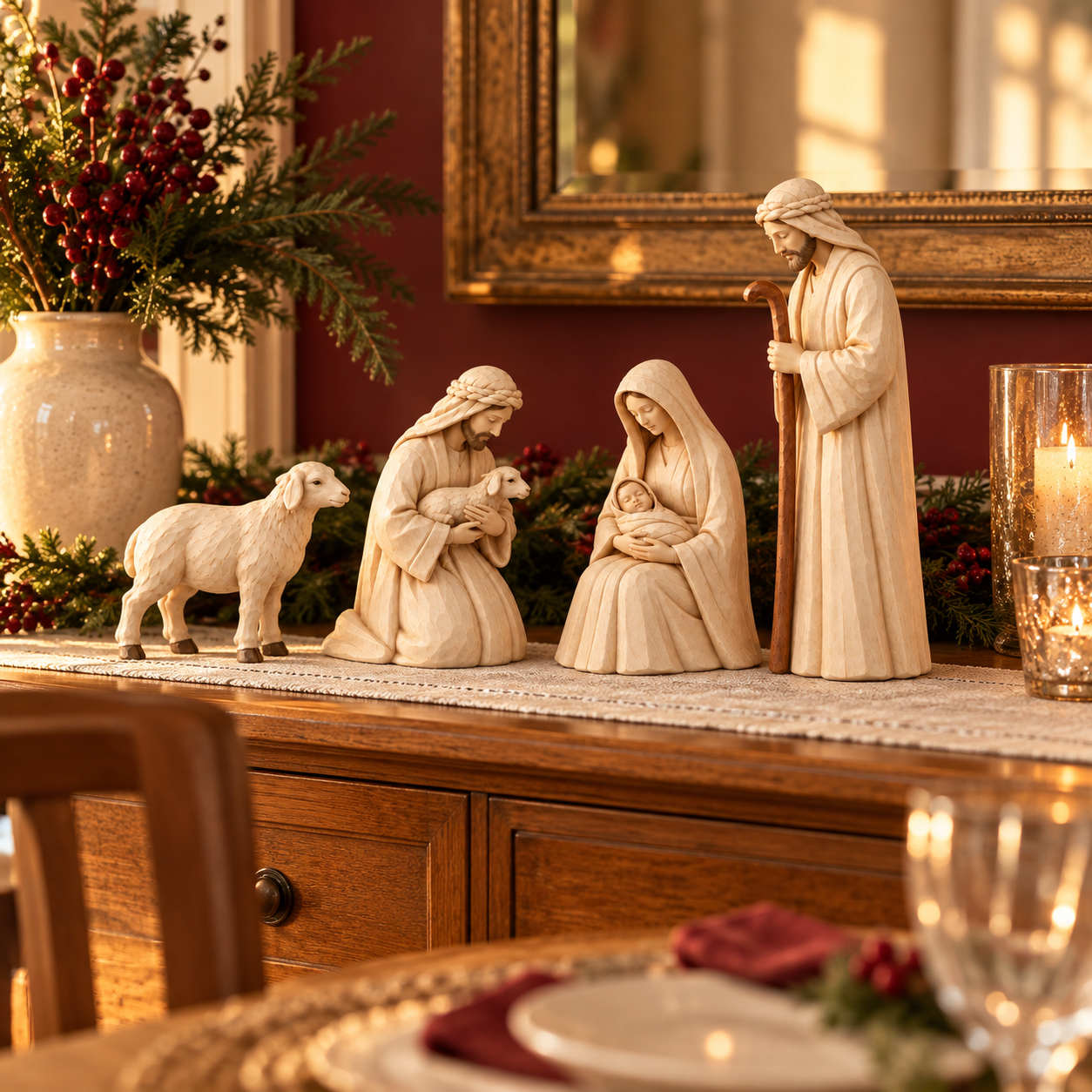 The Shepherd’s Visit Nativity Figurine Set